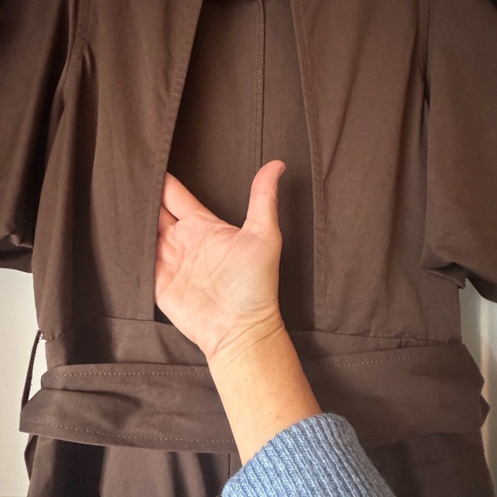 Anthropology En Saison Chocolate Short Puff Sleeve, backless Jumpsuit - Picture 5 of 8